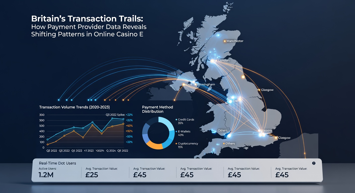 Chart displaying monthly trends in British online casino payments broken down by method type
