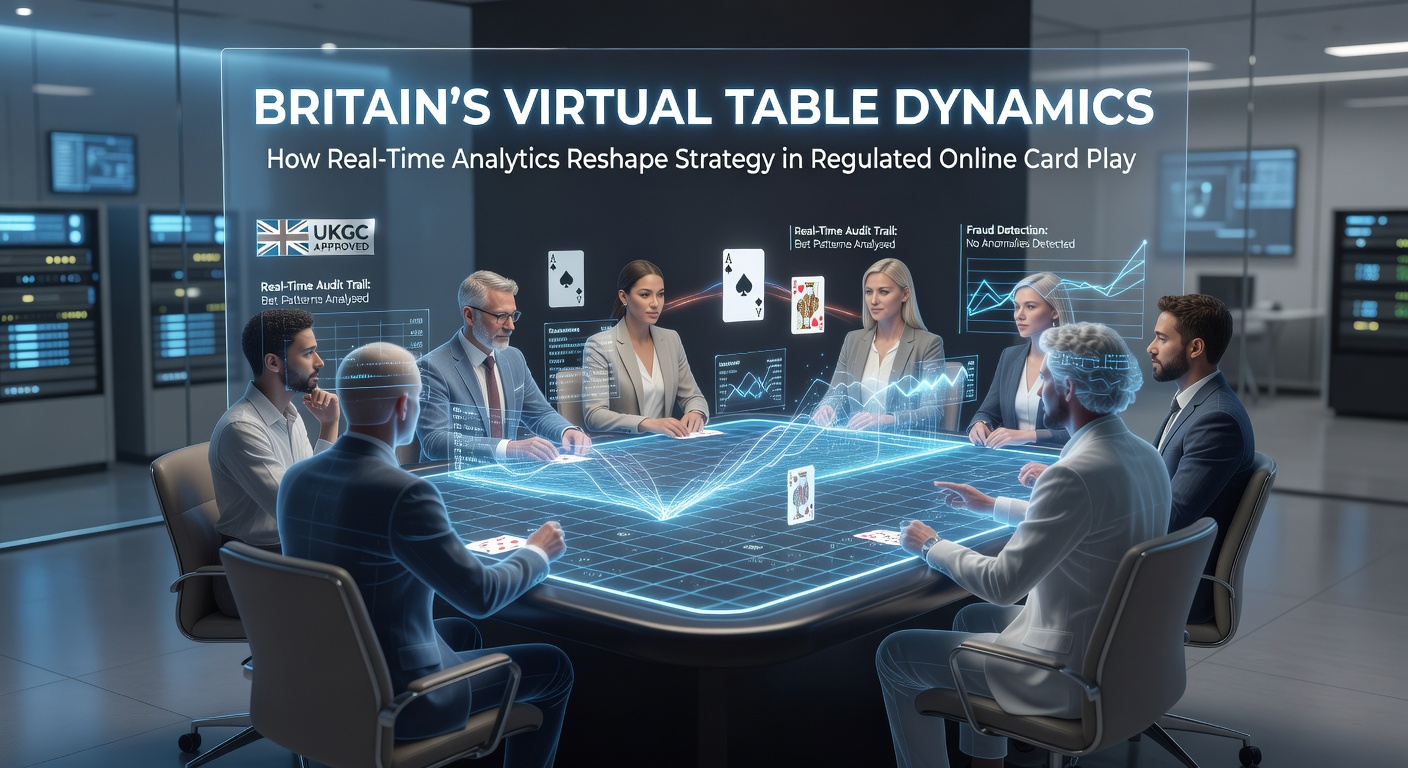 Real-time analytics dashboard showing player statistics and card game metrics on a virtual poker table interface