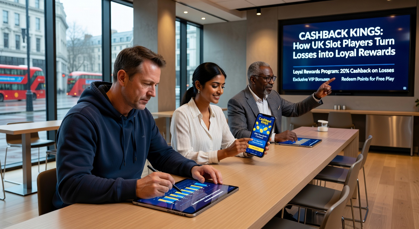 Vibrant online casino dashboard displaying cashback balance and loyalty tier progress for a UK player