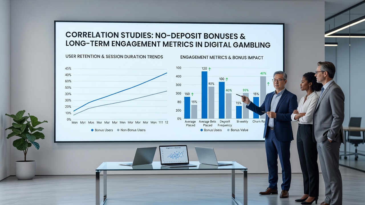 Chart illustrating engagement metrics over time for players receiving no-deposit bonuses versus control groups