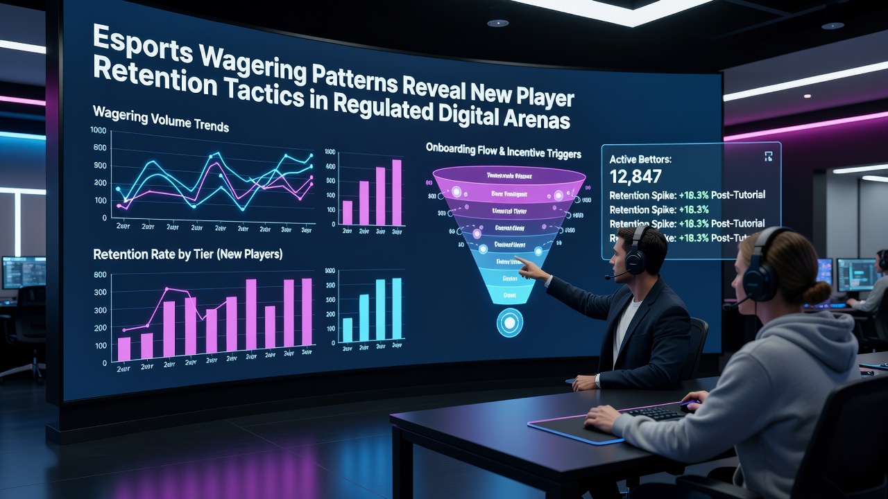 Dashboard displaying esports wagering analytics and retention strategy visualizations
