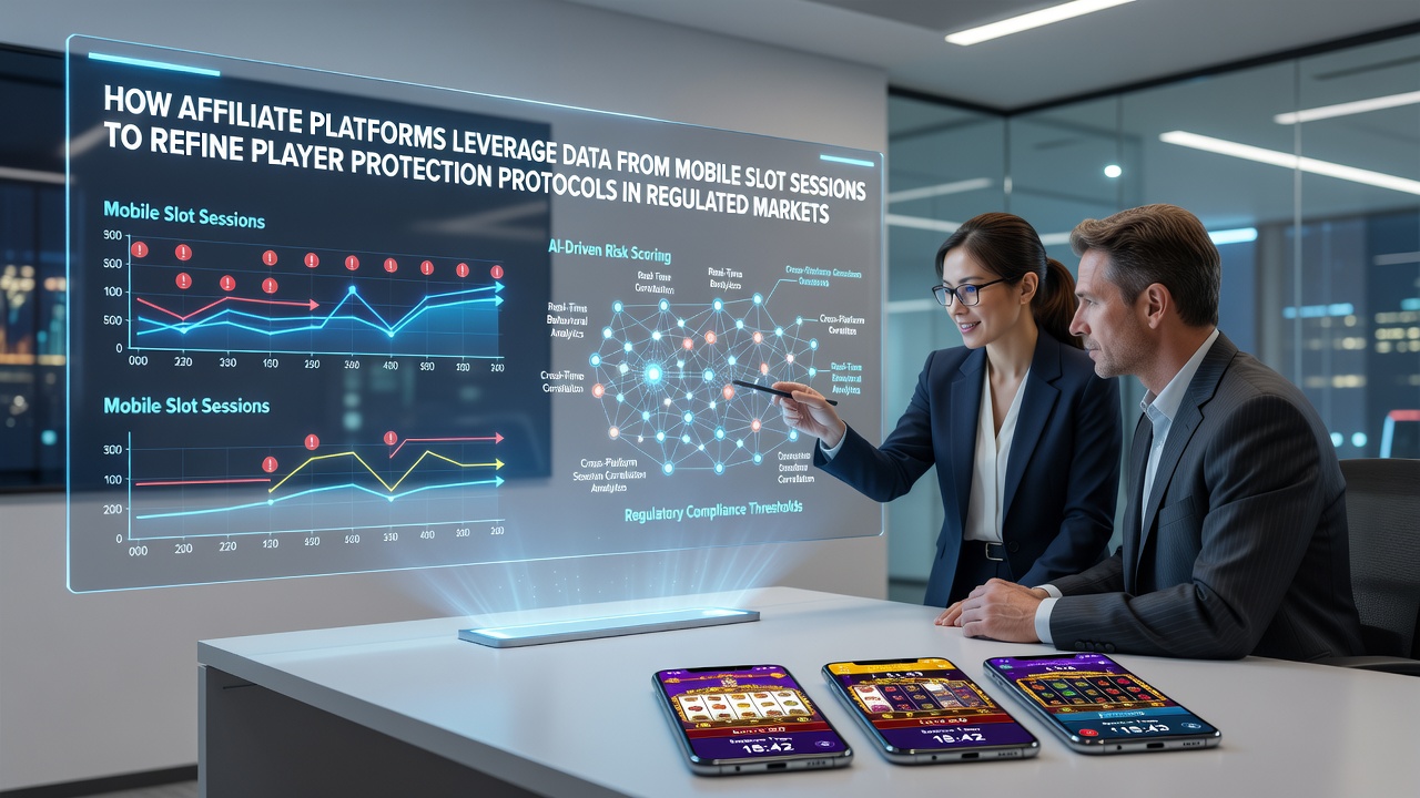 Affiliate dashboard displaying anonymized mobile slot session analytics used for player protection refinements