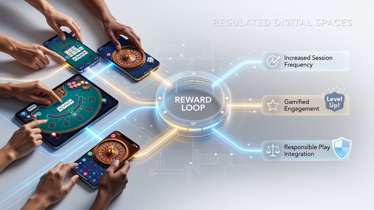Mobile table game interface displaying loyalty reward notifications and progress indicators on a smartphone screen